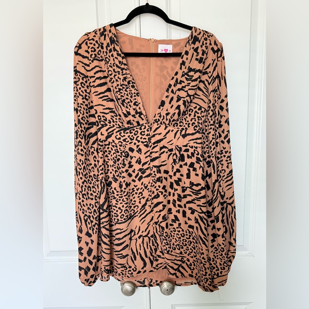 NWOT Buddy Love Animal Print Long Sleeve Mini Dress